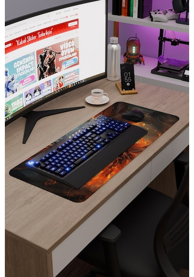 Anka Kuşu Kaymaz Dikişli Kauçuk Oyuncu Mousepad V5 - 70x30 Xl Gaming Mouse Pad Fare Altlığı