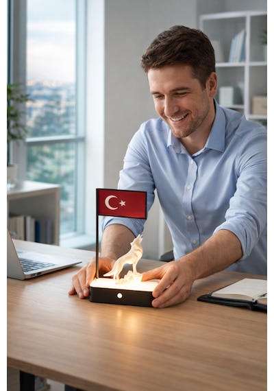 Türkiye Bayrak Dekoru Kişiselleştirilebilir Led Tabanlı Masa Üstü Manifest Hediyelik Ofis Ev Dekoru 3d Baskı Özel Tasarım 1