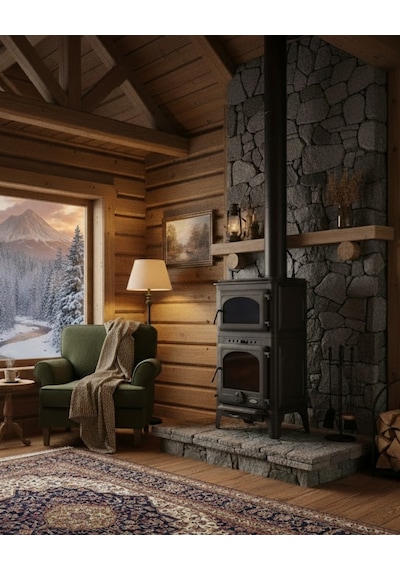 Reyo Stove Danışment Fırınlı Küllüklü Döküm Şömine Soba