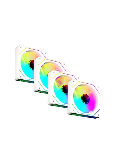 4 Adet 120x120x25mm Double Ring Aynalı Argb 12cm Kasa Fanı Beyaz