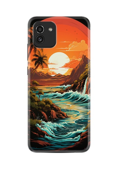Samsung Samsung Galaxy Uyumlu A03 Kılıf Boutique Baskılı Resimli Retro Mountain Pcode -079