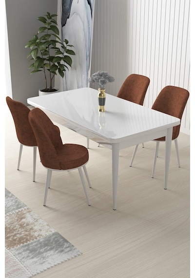 Canisa Nil Serisi 70x110 Sabit Mutfak Masası Takımı Beyaz Masa 4 Kiremit Sandalye Beyaz Masa Sandalye Kiremit Canisa Nil Serisi 70x110 Sabit Mutfak Masası Takımı Beyaz Masa 4 Kiremit Sandalye Beyaz Masa Sandalye Kiremit