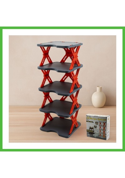 Vaveni 5 Katlı Katlanabilir Akordeon Plastik Ayakkabılık 27x27 Cm Arz Çok Renkli