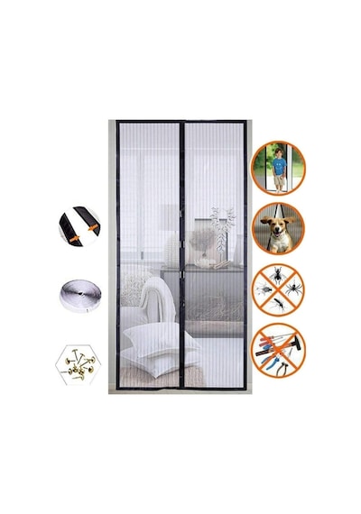 Siyah Mıknatıslı Kapı Sinekliği Tülü 105x 205 Metal