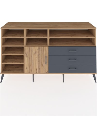 Kronos Konsol 8 Raflı 3 Çekmeceli Tek Kapaklı 176x59x99 Çam-çam/ Çam-çam/antrasit
