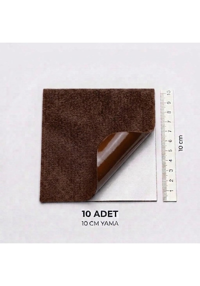 Halfart Kendinden Yapışkanlı Alcantara Tamir Yaması 10x10 Cm 10 Adet Süet Kumaş Deri Koltuk Araba Onarım Yaması Açık Kahverengi