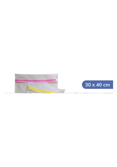 3 Adet Çamaşır Yıkama Filesi Renkli Fermuarlı 3 Boy Bx40 Çok Renkli