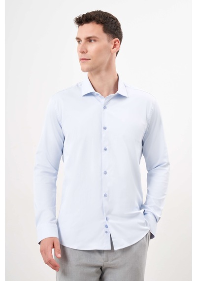 Morven Erkek A. Mavi Basic Düz Desen İtalyan Yaka Slim Fit Gömlek 25mc004001311 A. Mavi A. Mavi