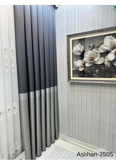 Nivemeshome Aslıhan Antrasit Ft632116 V-2505 1/3 Sık Pile Fon Perde Apm