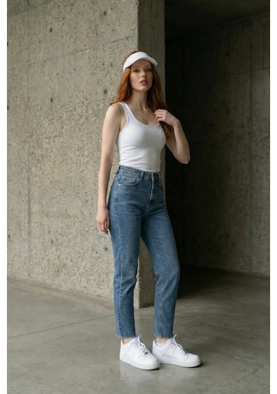 Hiccup My Fashıon Yüksek Bel Dar Kesim Skinny Kot Pantolon Oxford Mavisi