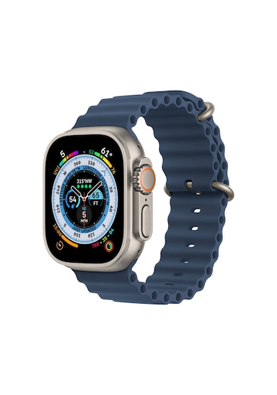 Apple Uyumlu  Watch 1 2 3 4 5 6 7 8 Se Ultra 38/40/41mm Ocean Loop Tokalı Kayış Kordon - Lacivert