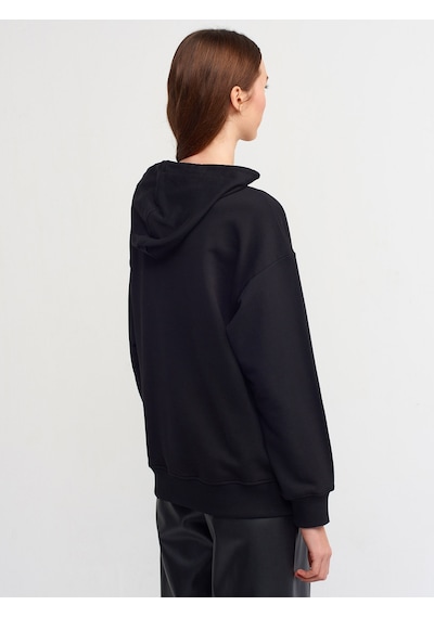 Dilvin Nakışlı Sweatshirt  Siyah