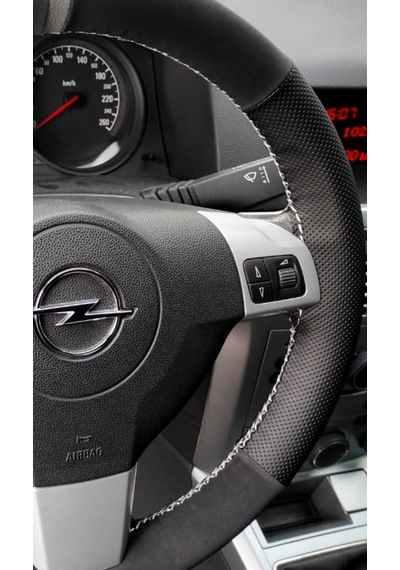 Dikişli Direksiyon Kılıfı Nubuk Deri Nokta Deri Gri Yüzük Gri Dikişli Opel Astra İçin Gri