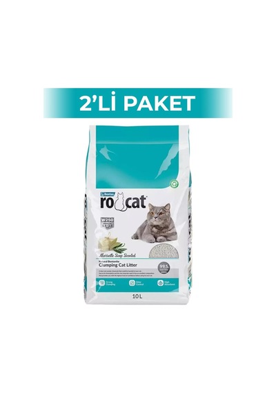Rocat Marsilya Sabun Kokulu Bentonit Kedi Kumu 10 Lt 2 Adet