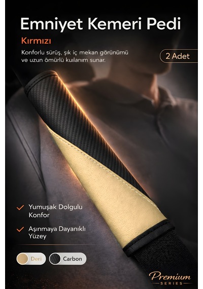 Emniyet Kemeri Kılıfı 2 Adet Deri Carbon Yumuşak Dolgulu Boyun Konfor Emniyet Kemer Pedi - Kmrx6