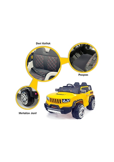 Akar Oyuncak İznik 4x2 12 Volt Uzaktan Kumandalı Akülü Suv Çocuk Arabası Sarı
