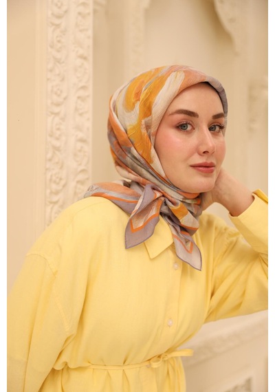 Silk Home Olinda İpek Eşarp 47001-16 Lila, Turuncu, Yanık Sarı, Bordo, Buz Mavi