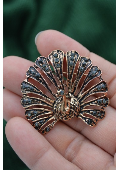 Stoneage Broş Yaka İğnesi Tavuskuşu Zirkon Taşlı