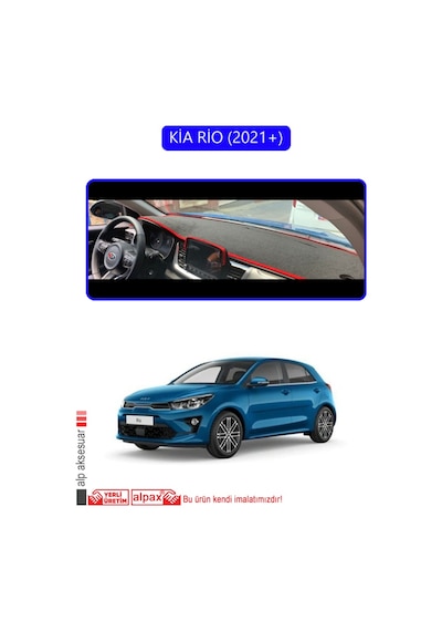 Kia Rio 2021+torpido Koruma Halısı Mavi Kenar