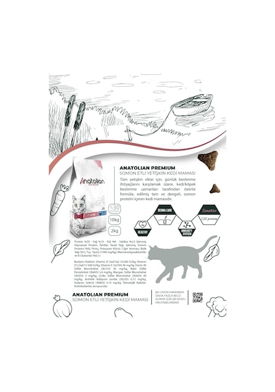 Anatolian Premium Somon Etli Yetişkin Kedi Maması 10 KG