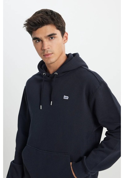 Lee Regular Fit Normal Kesim Pamuk Kapüşonlu Şardonlu Sweatshirt - L80yry Siyah