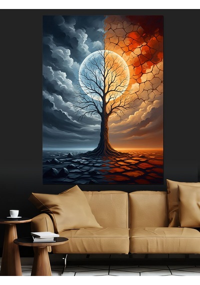 Ahşap Tablo Gece Ve Gündüz Hayat Ağacı
