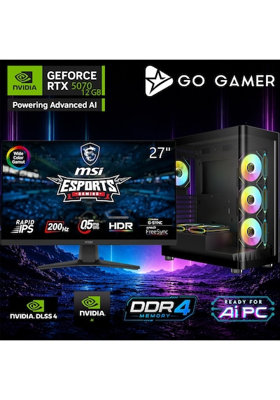 Go Gamer AE383DP R7-5700X 32 GB 1 TB SSD RTX5070 12 GB 27" Free Dos Oem Paket Masaüstü Oyuncu Bilgisayarı