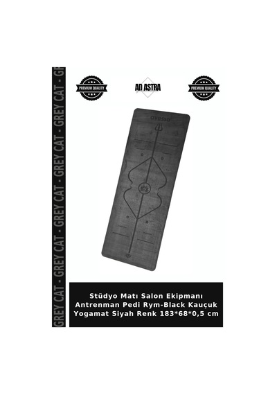 Stüdyo Matı Salon Ekipmanı Antrenman Pedi Rym-black Kauçuk Yogamat Siyah Renk 183 68 0,5 Cm
