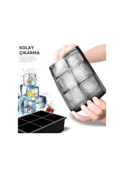 6 Lı Büyük Boy Kare Silikon Buz Kalıbı Mıt1073