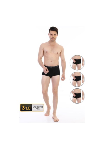 Çift Kaplan Erkek Ribana Klasik Siyah Slip 860 3'lü Eknomik Paket Siyah