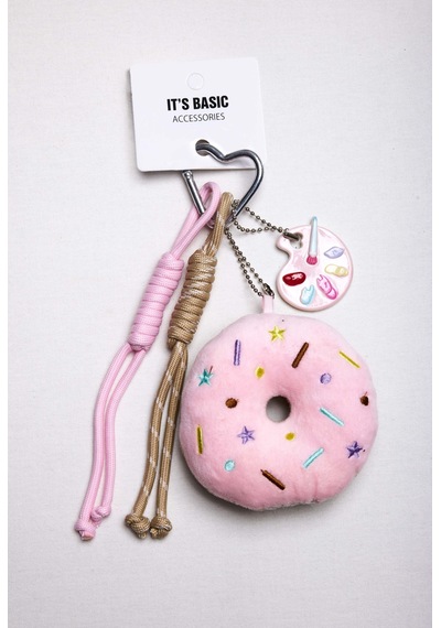 Standart Pembe Donut Detaylı Çoklu Charm Anahtarlık Çanta Kıyafet Ve Telefon Aksesuarı