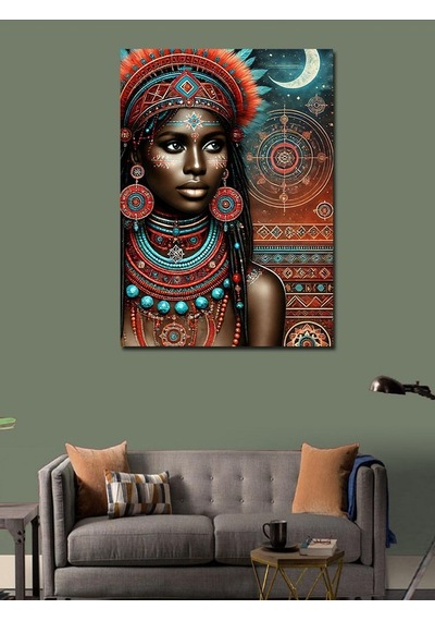 Kanvas Tablo Afrikalı Kadın Çizimi 100cmx140cm