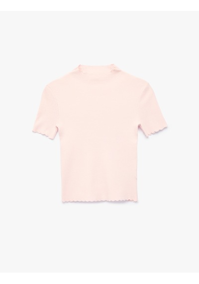 Koton Viskon Dik Yaka Kısa Kollu Triko Kazak Pembe 7wak90485ht Gülkurusu