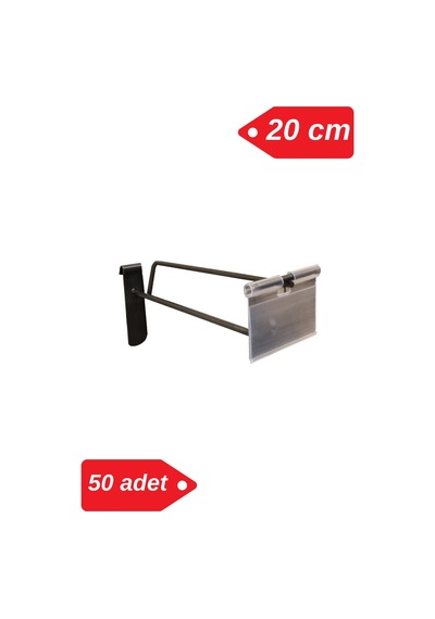 20 Cm - 50 Adet Siyah Etiketli Tel Pano Kancası Raf Askısı Siyah