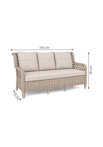 Niron Grand 3'lü Rattan Alüminyum Bahçe Oturma Grubu - Cappucino Temperli Cam Set 3+1+1+puf Diğer Niron Grand 3'lü Rattan Alüminyum Bahçe Oturma Grubu - Cappucino Temperli Cam Set 3+1+1+puf Diğer