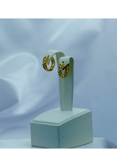 Yeni Sezon Paslanmaz Çelik 6 Taş'lı Altın Kaplama Küpe Gold
