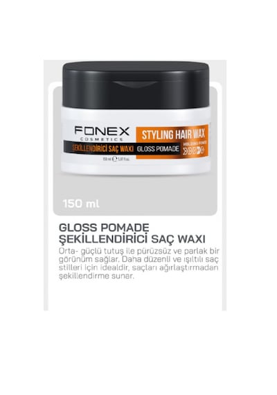 Fonex Wax Gloss Pomade Stylıng Hair Wax 150 Ml