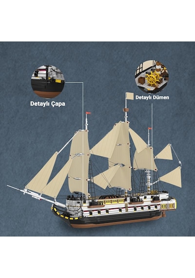 Reobrix Technic 66048 İngiliz Kraliyet Donanması Gemisi Yaratıcı Yapı Blok Seti Endea Vor Sailing Ship - 3555 Parça