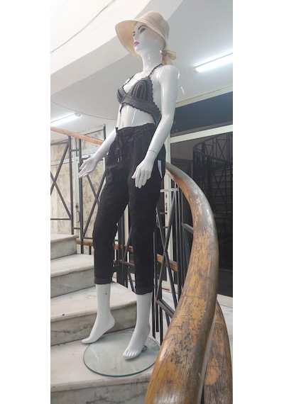 Eren Style Italyan Beli Bağlamalı Kamuflaj Desenli Dar Paça Pantolon-9078 Siyah