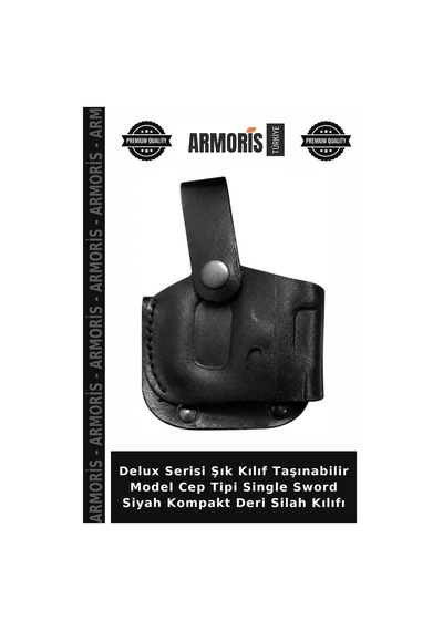 Delux Serisi Şık Kılıf Taşınabilir Model Cep Tipi Single Sword Siyah Kompakt Deri  Kılıfı