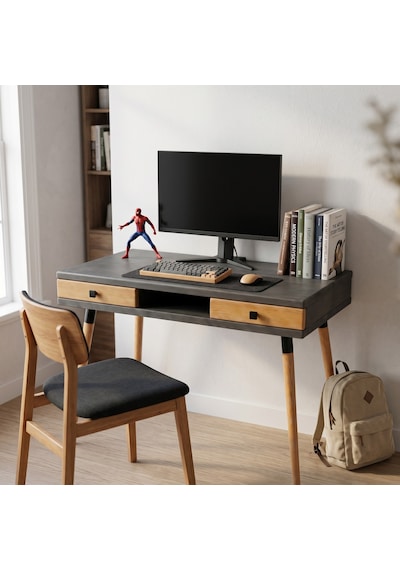 Mobenta Modest Desk: Masif Çalışma & Laptop Masası 2 Çekmece 1 Bölme - 120x60 An-tk Antrasit-ahşap Mobenta Modest Desk: Masif Çalışma & Laptop Masası 2 Çekmece 1 Bölme - 120x60 An-tk Antrasit-ahşap