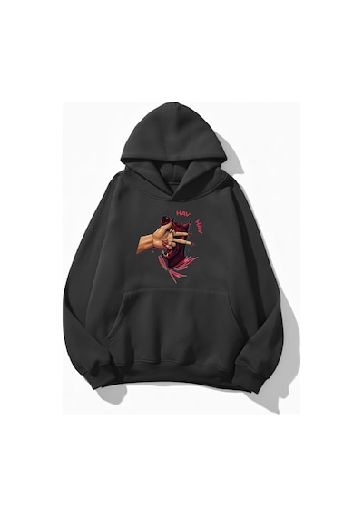 Uyguntarz Unisex Yumuşak Dokulu Hav Hav Baskılı Tasarım Oversize 3 İplik Hoodie Sweatshirt Gri Uyguntarz Unisex Yumuşak Dokulu Hav Hav Baskılı Tasarım Oversize 3 İplik Hoodie Sweatshirt Gri