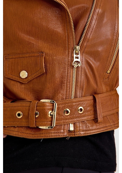Fit Biker Kısa Bayan Deri Ceket Vb-1 Bk-2581 - 23489 Viski