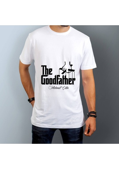 Babaya Hediye İsme Özel Goodfather Baskılı Erkek Tişört