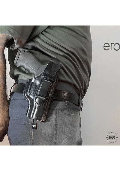 Erolav Sar-9 Ve Tp-9 Uyumlu İç-dış Taşıma Siyah Deri Silah Kılıfı Sarı - Siyah