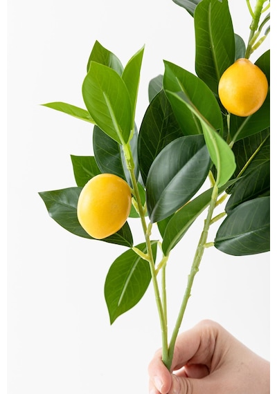 Yapay Limon Dalı Lux 3 Dal 27 Yaprak 50 Cm Sarı