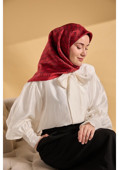 Silk Home Twill İpek Eşarp Zincir Kırmızı Çok Renkli