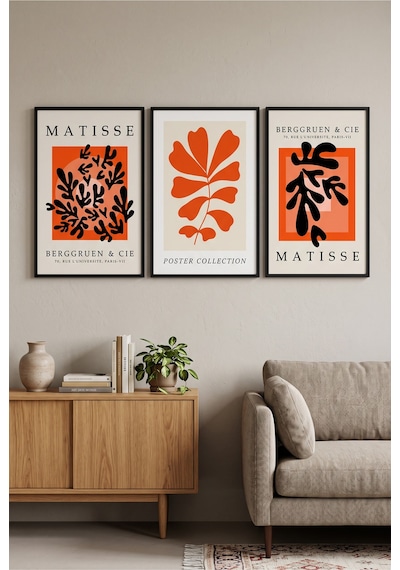 Siyah Ahşap Çerçeveli Turuncu Siyah Matisse Soyut Botanik Üçlü Duvar Tablosu Modern Sanat Dekorasyonu Kabartma Görünümlüdür Siyah Siyah Ahşap Çerçeveli Turuncu Siyah Matisse Soyut Botanik Üçlü Duvar Tablosu Modern Sanat Dekorasyonu Kabartma Görünümlüdür Siyah