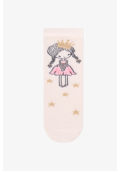 Penti Kız Çocuk Pembe Sparkle Princess Prenses Desenli Pamuklu 4 Çift Soket Çorap