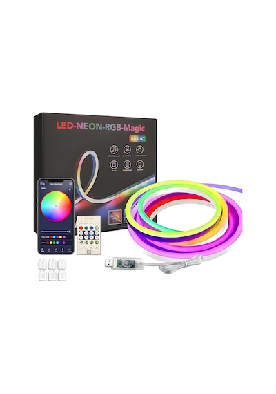 Sese Duyarlı Animasyonlu Rgb Kumandalı 5 Metre Neon Şerit Hortum Led Usb Ve App Uyumlu